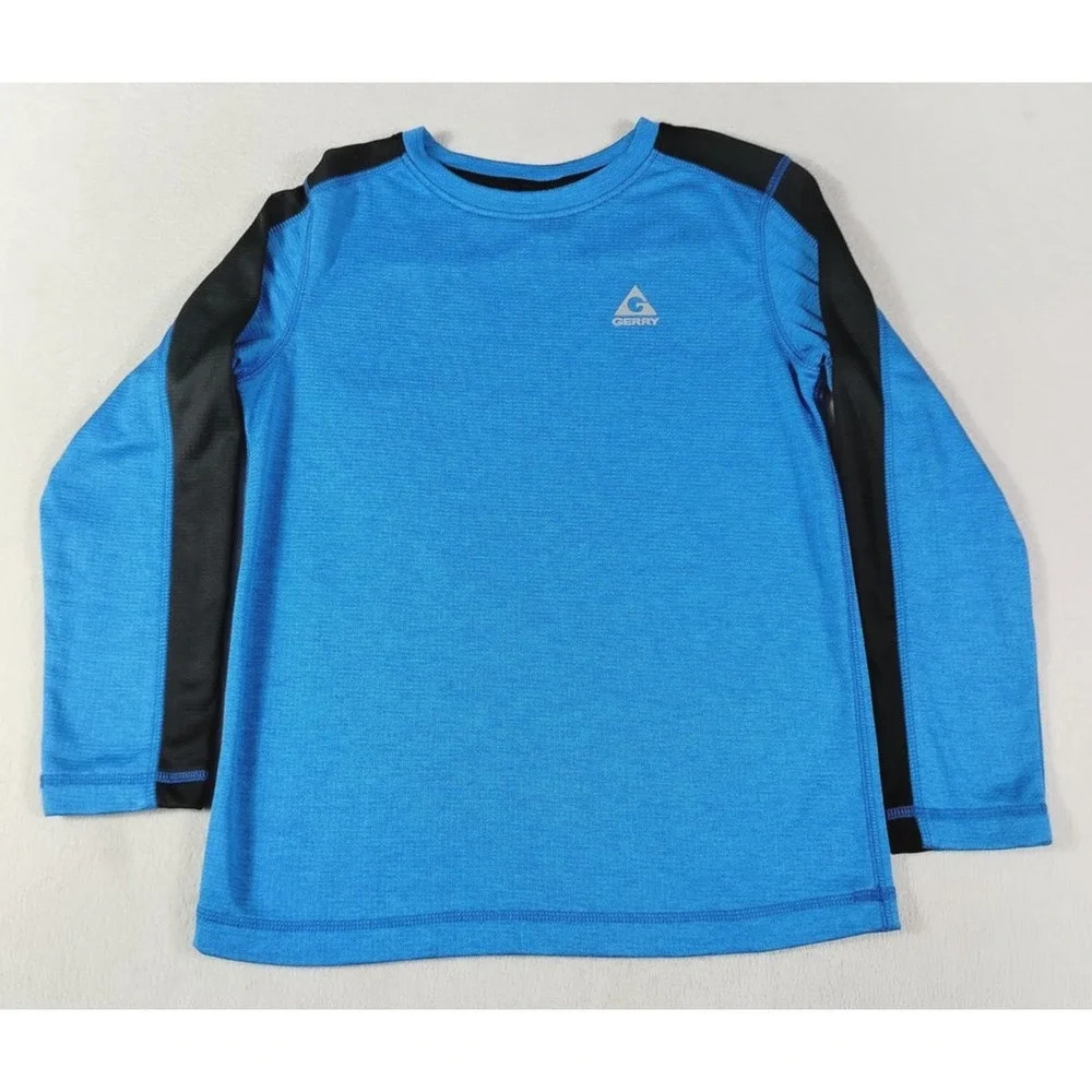 Gerry Shirt Youth M 10/12 Blue Long Sleeve Thermal Crew Neck Activewear